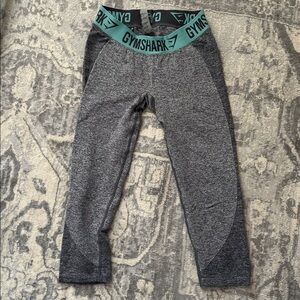 Gymshark Flex Cropped Leggings - Charcoal Marl/Dusky Teal